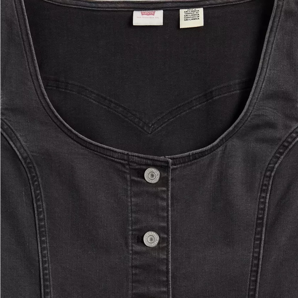 Levi's Veda Charcoal Long Sleeve Denim Mini Dress Sz Large EUC Grunge Alt - Picture 7 of 13